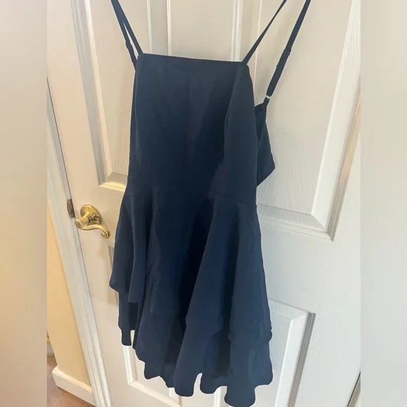 NWT Dark Blue Layered Mini Dress: Dance, Party, Holiday. Large. QNNGX - Picture 6 of 12